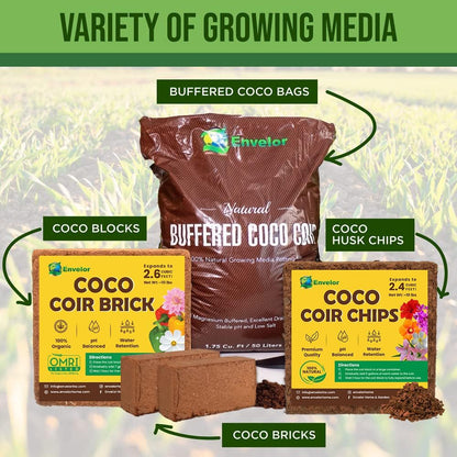 Coco Coir for Plants 1-Pack – 2.6 Cu. Ft. Compressed Coconut Coir Bricks, 10 Lb. Organic, Low EC, Ph Balanced Coco Peat for Indoor & Outdoor Gardening, Potting Soil, Indoor Plant Soil