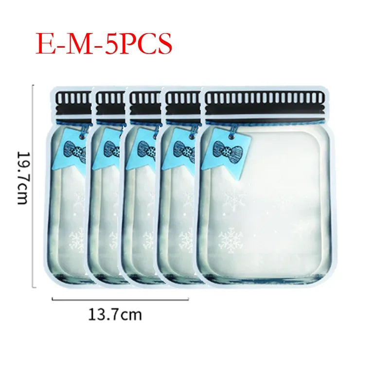 5Pcs/Set Travel Food Candy Ziplock Bags Portable Reusable Bottles Bags Seal Food Container Food Snack Zipper Bags Wholesale