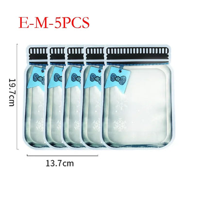 5Pcs/Set Travel Food Candy Ziplock Bags Portable Reusable Bottles Bags Seal Food Container Food Snack Zipper Bags Wholesale