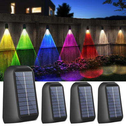 Solar Wall Lamp Solar Fence Lights with Warm White RGB Modes For Backyard Patio Deck Railing Wall Outdoor Waterproof Decor Light