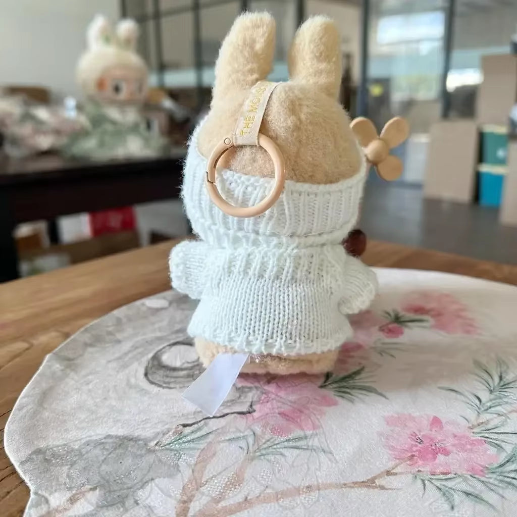 For 17Cm Labubu Doll Outfit Clothes Bear Label Hat Love Sweater Set Cute Decoration Little Clothes