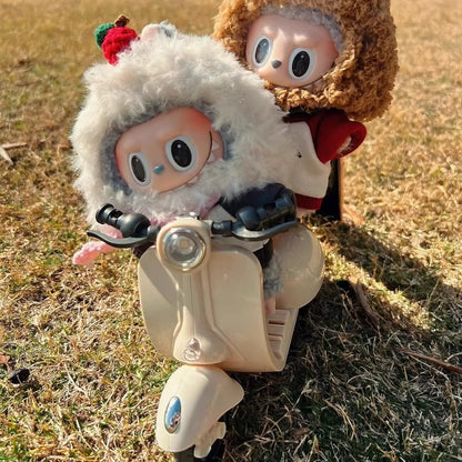 Labubu Doll Mini Electric Motorcycle,Labubu Doll Accessories, Fun Cute Doll Toys,With Lights and Music,Diy Kid Christmas Gift