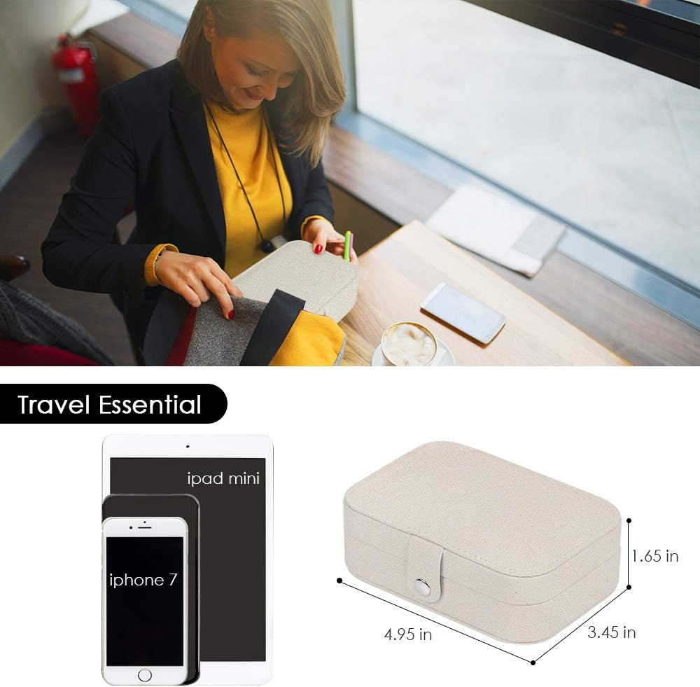 Jewelry Boxes, Portable PU Leather Jewelry Boxes for Women Girls, Travel Jewelry Organizer for Necklace,Ring,Earring (Glitter White)