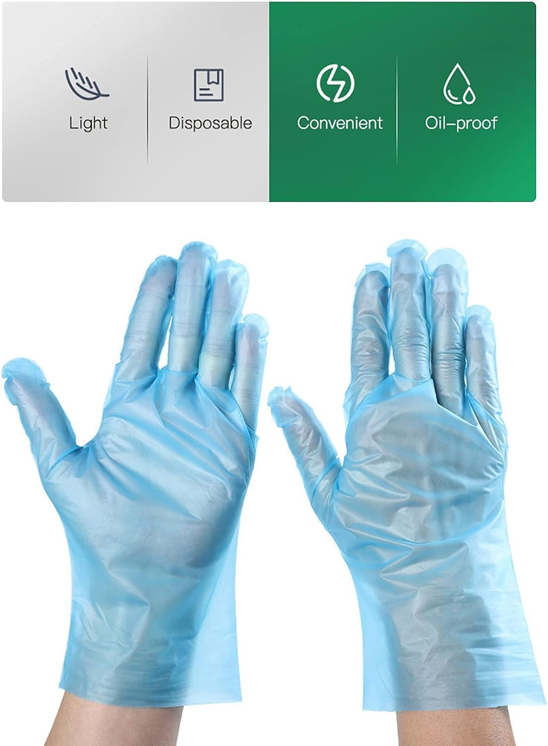 (Medium 400Pcs Blue MPE Gloves PE Disposable Bulk Food Safe Latex & Powder Free Texture Smooth Touch for Light Work Extra Multipurpose