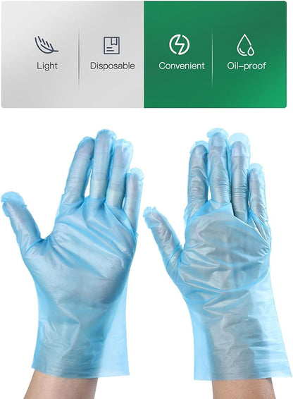 (Medium 400Pcs Blue MPE Gloves PE Disposable Bulk Food Safe Latex & Powder Free Texture Smooth Touch for Light Work Extra Multipurpose