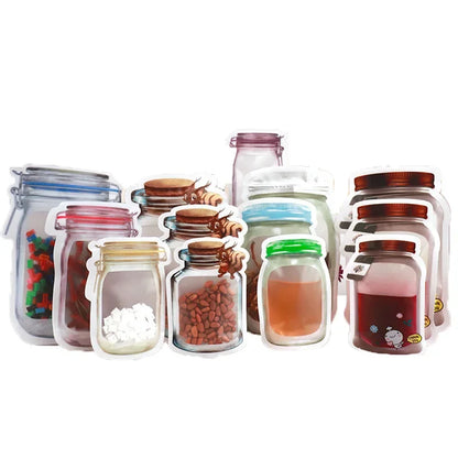 5Pcs/Set Travel Food Candy Ziplock Bags Portable Reusable Bottles Bags Seal Food Container Food Snack Zipper Bags Wholesale