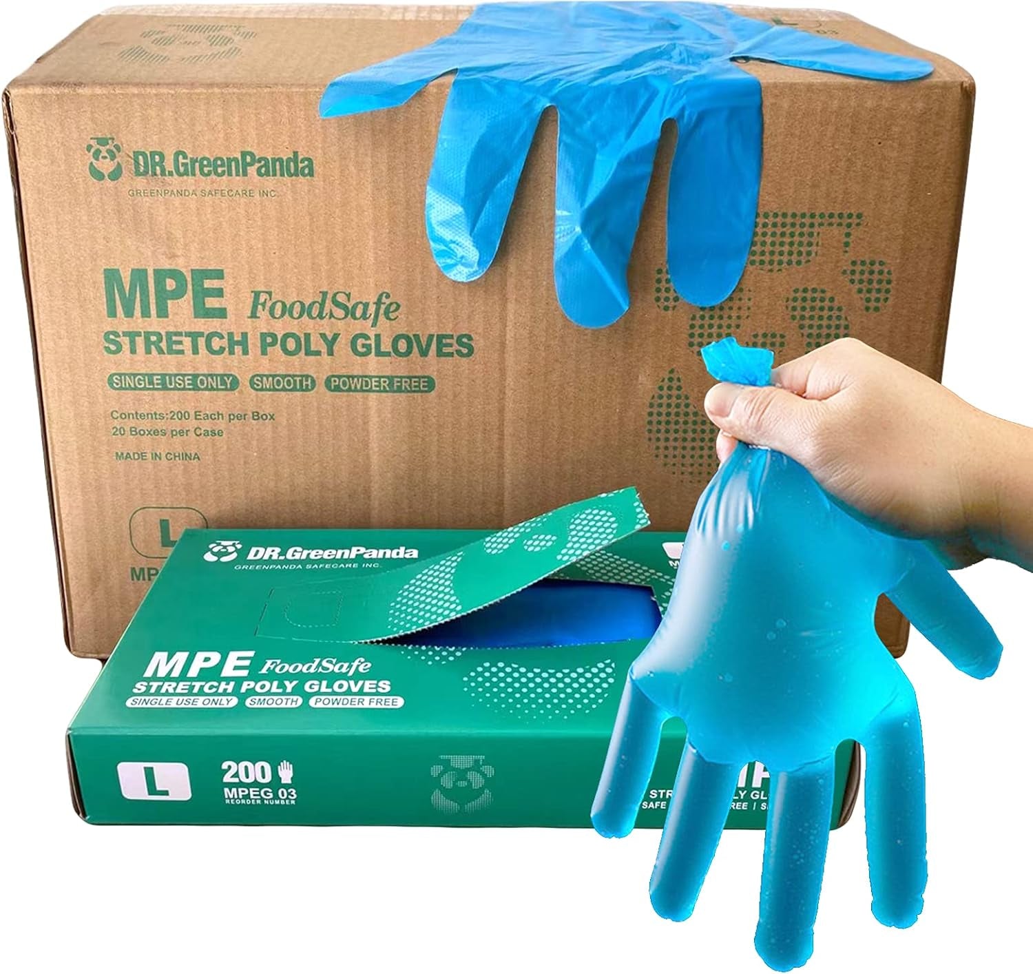 Blue MPE Disposable Stretch Poly Food Prep Gloves PE Plastic Food Handing Food Safe Latex & Powder Free