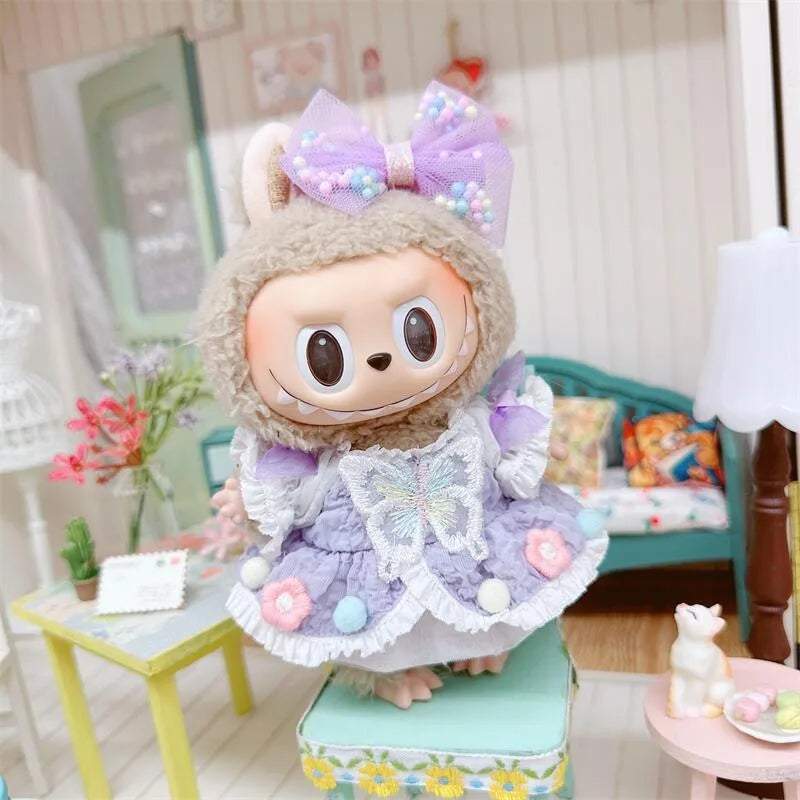 Doll Clothes for 17Cm Labubu Doll Toy Cute Mini Plush Doll'S Clothes Outfit Accessories Suit Jumpsuit Dress Fans Children Gift