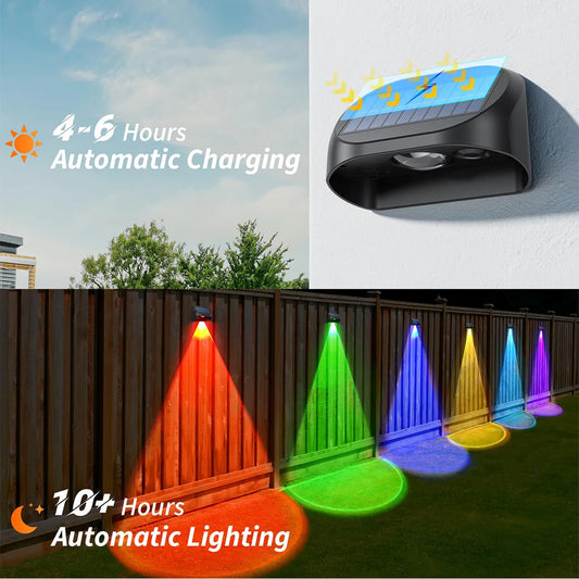 Solar Wall Lamp Solar Fence Lights with Warm White RGB Modes For Backyard Patio Deck Railing Wall Outdoor Waterproof Decor Light