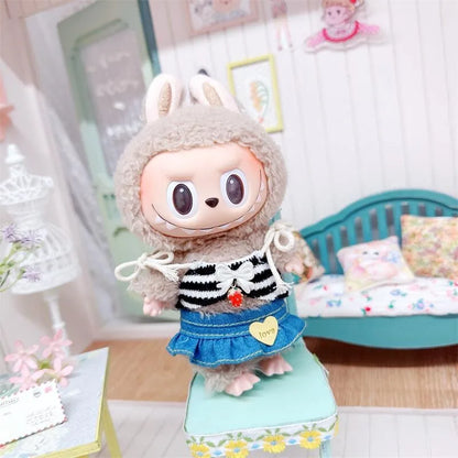 Doll Clothes for 17Cm Labubu Doll Toy Cute Mini Plush Doll'S Clothes Outfit Accessories Suit Jumpsuit Dress Fans Children Gift
