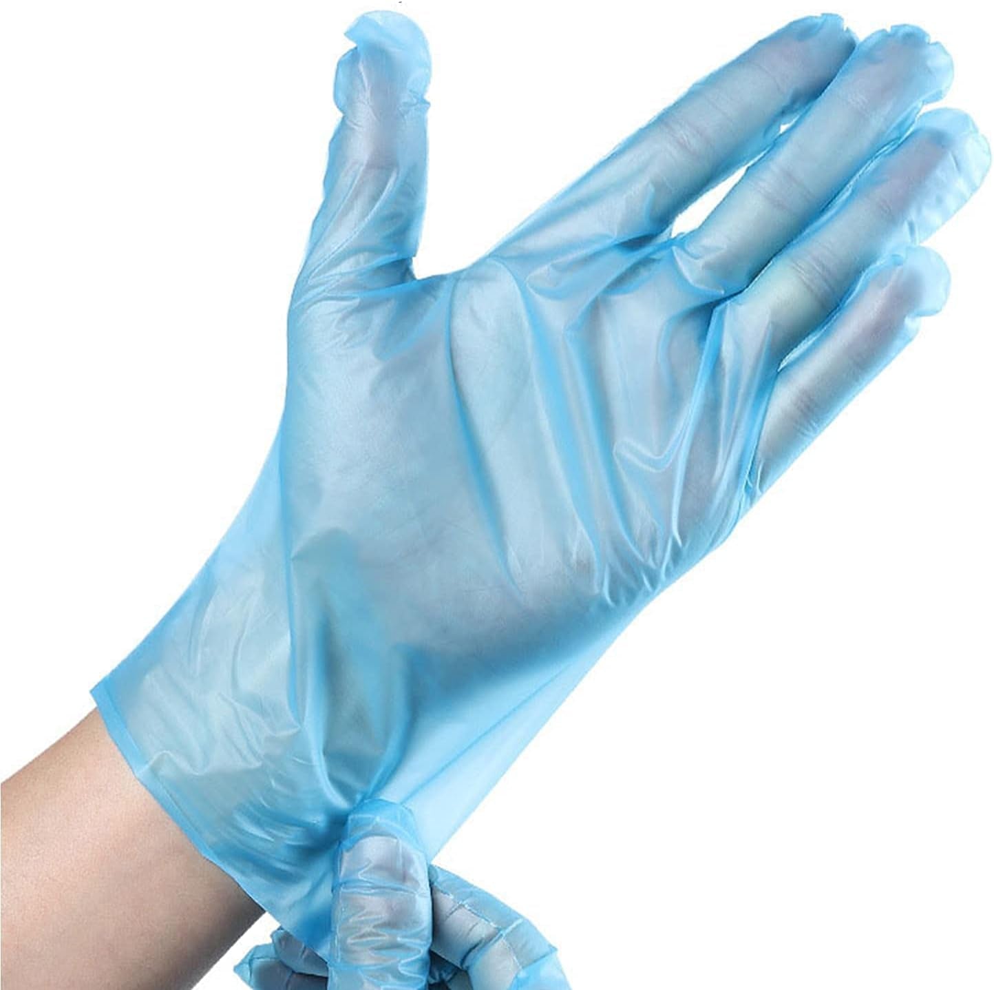 (Medium 400Pcs Blue MPE Gloves PE Disposable Bulk Food Safe Latex & Powder Free Texture Smooth Touch for Light Work Extra Multipurpose