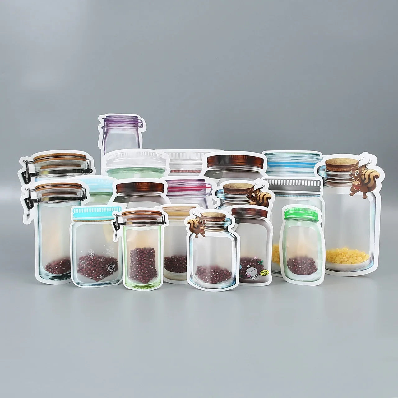 5Pcs/Set Travel Food Candy Ziplock Bags Portable Reusable Bottles Bags Seal Food Container Food Snack Zipper Bags Wholesale