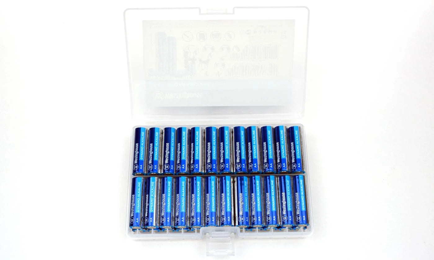 Dynamo Alkaline AA (96 Counts) in 2 Plastic Reusable Cases