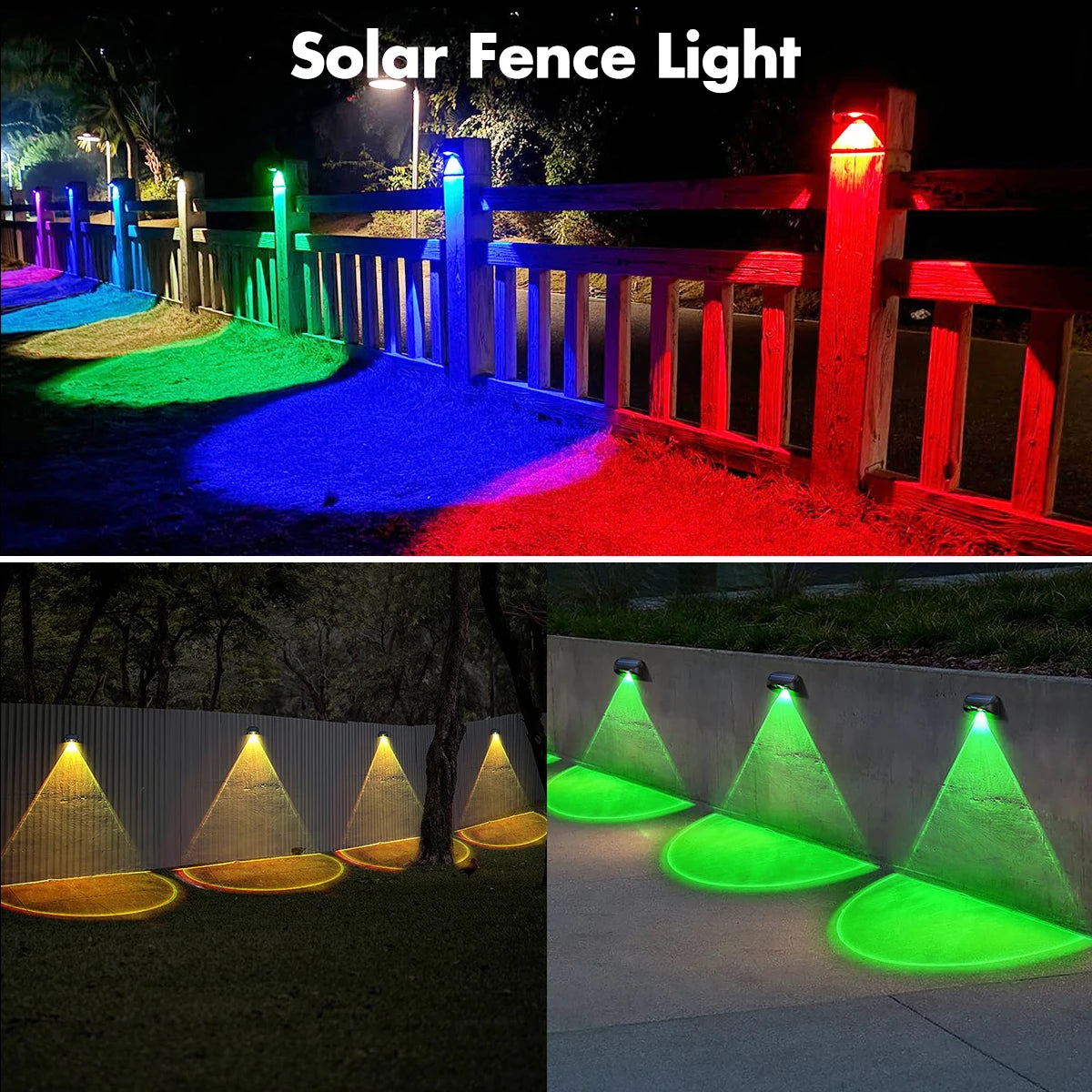 Solar Wall Lamp Solar Fence Lights with Warm White RGB Modes For Backyard Patio Deck Railing Wall Outdoor Waterproof Decor Light