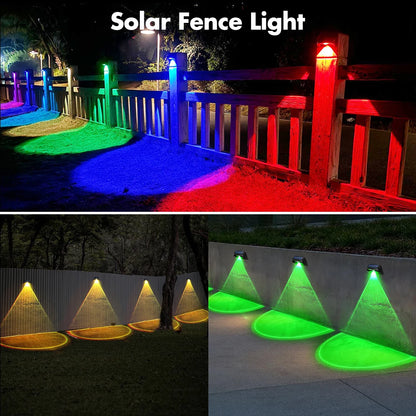 Solar Wall Lamp Solar Fence Lights with Warm White RGB Modes For Backyard Patio Deck Railing Wall Outdoor Waterproof Decor Light