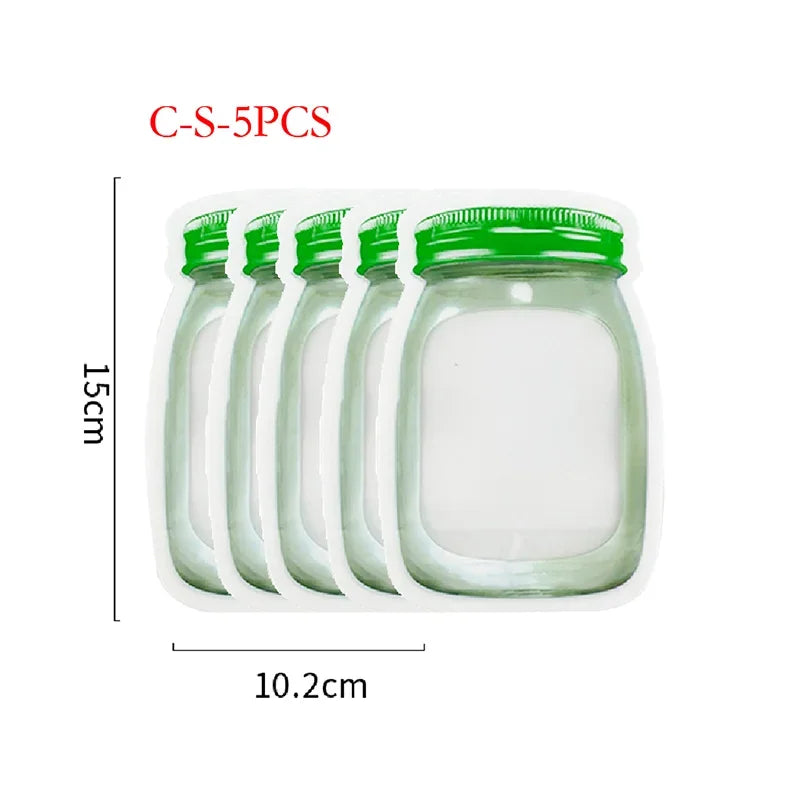 5Pcs/Set Travel Food Candy Ziplock Bags Portable Reusable Bottles Bags Seal Food Container Food Snack Zipper Bags Wholesale