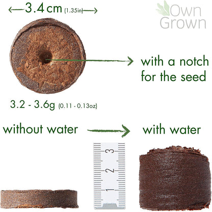 Coco Coir Seed Starter Pellets - 125 Peat Free Plugs for Healthy Seedlings