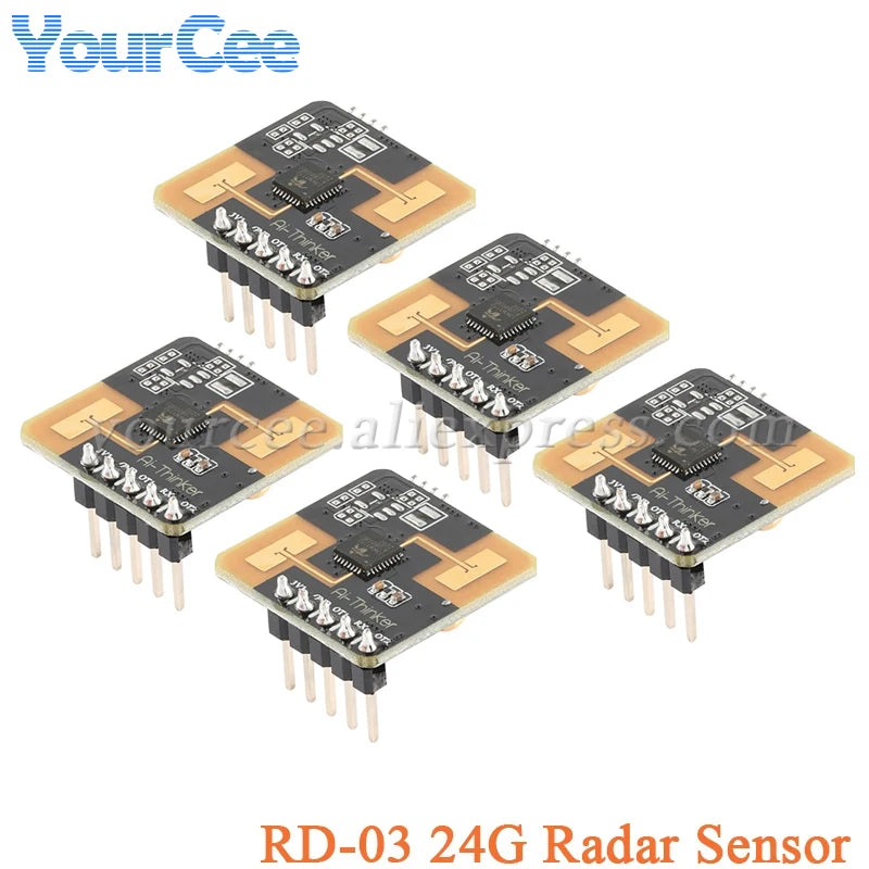 5pcs/1pc Rd-03 24G Radar Sensor Human Body Micro Motion Sensing Detection Module ISM Radio Band UART Interface Board Antenna