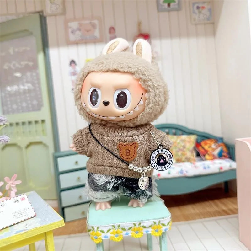 Doll Clothes for 17Cm Labubu Doll Toy Cute Mini Plush Doll'S Clothes Outfit Accessories Suit Jumpsuit Dress Fans Children Gift