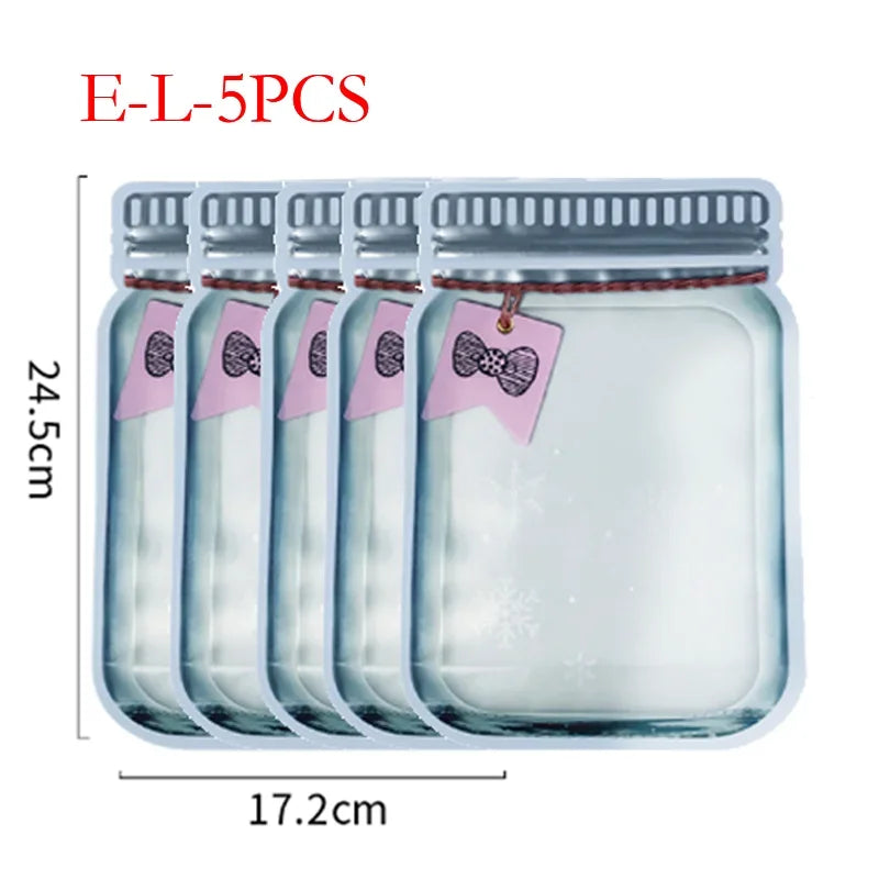 5Pcs/Set Travel Food Candy Ziplock Bags Portable Reusable Bottles Bags Seal Food Container Food Snack Zipper Bags Wholesale