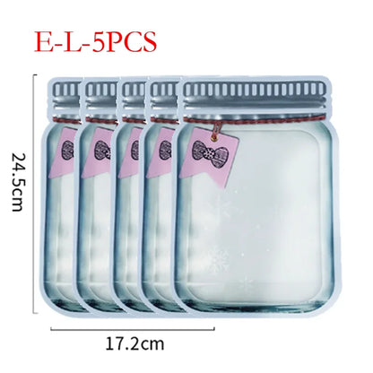 5Pcs/Set Travel Food Candy Ziplock Bags Portable Reusable Bottles Bags Seal Food Container Food Snack Zipper Bags Wholesale