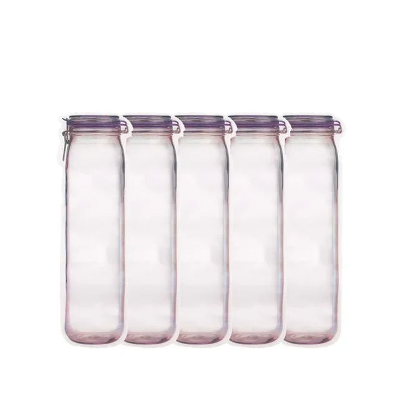 5Pcs/Set Travel Food Candy Ziplock Bags Portable Reusable Bottles Bags Seal Food Container Food Snack Zipper Bags Wholesale