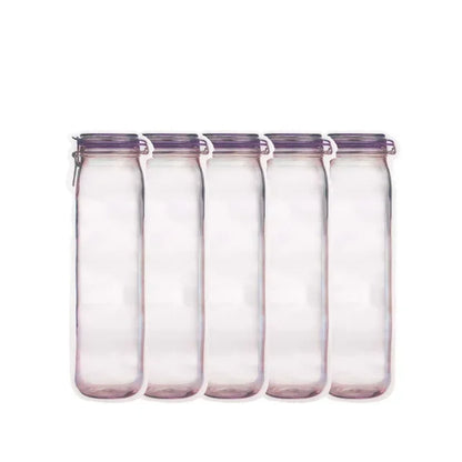 5Pcs/Set Travel Food Candy Ziplock Bags Portable Reusable Bottles Bags Seal Food Container Food Snack Zipper Bags Wholesale