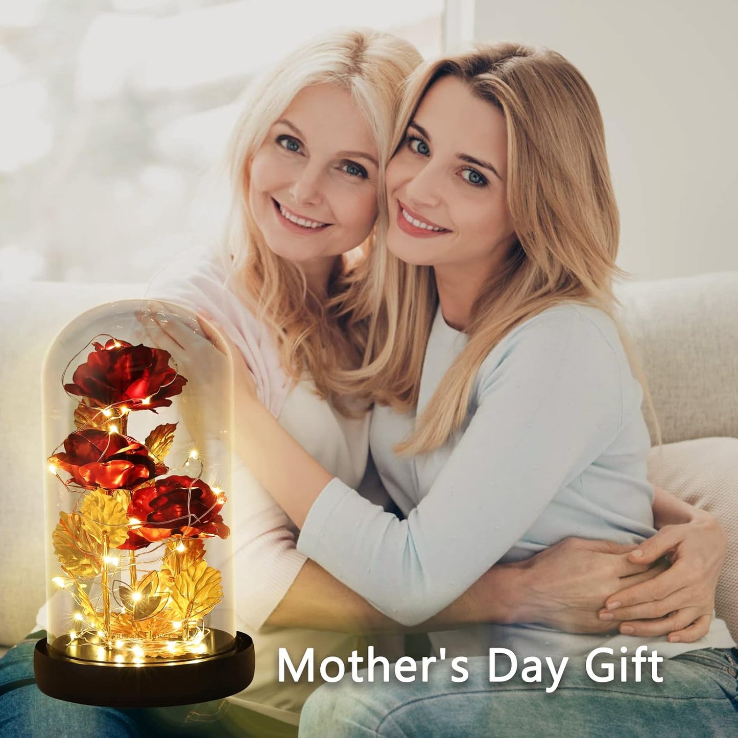 Mothers Day Flower Gifts for Mom,Wife,Mother Rose Galaxy Flower Red Rose in Glass Dome,Light up Rose Flowers with 2 Lighting Mode,Enchanted Rose Gifts for Women for Birthday Wedding Valentines Day