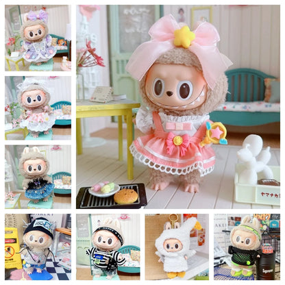 Doll Clothes for 17Cm Labubu Doll Toy Cute Mini Plush Doll'S Clothes Outfit Accessories Suit Jumpsuit Dress Fans Children Gift