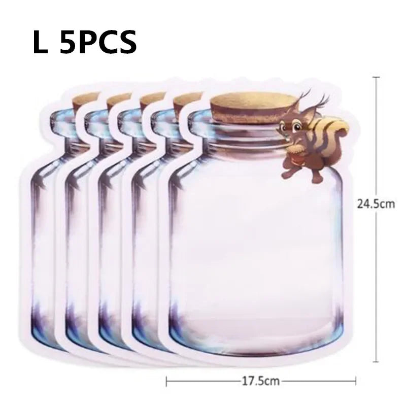 5Pcs/Set Travel Food Candy Ziplock Bags Portable Reusable Bottles Bags Seal Food Container Food Snack Zipper Bags Wholesale